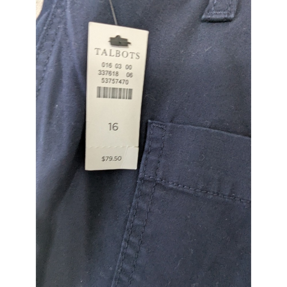 Talbots Patch Pocket Crop Pants Women 16 Navy Blue High Waist Straight Stretch - Picture 4 of 10
